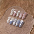 White Christmas Nail Art Stickers 3D Adhesive Slider Xmas Snowman with Beads Sticker Decals TL084