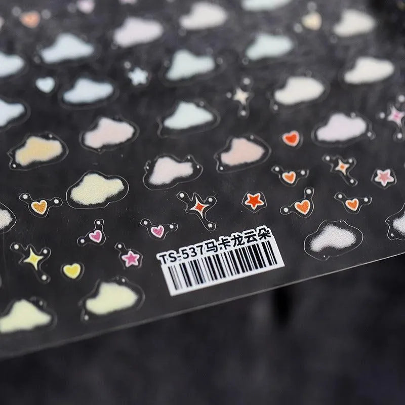 White Cloud Nail Art Stickers 3D Adhesive Sticker Decals TS536