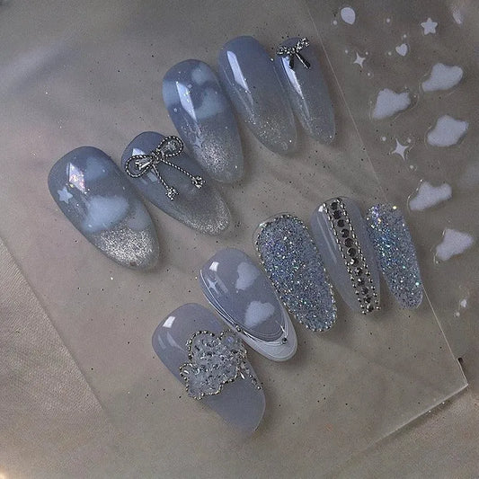White Cloud Nail Art Stickers 3D Adhesive Sticker Decals TS536
