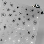White Cross Star Nail Art Stickers Adhesive Sliders Black Stars Sticker Decals TS3320