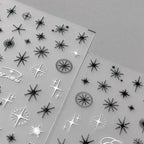 White Cross Star Nail Art Stickers Adhesive Sliders Black Stars Sticker Decals TS3320