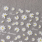 White Daisy Flower Nail Art Stickers 3D Adhesive Slider Daisy Floral Sticker Decals TS3595