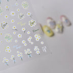 White Daisy Nail Art Stickers Adhesive Embossed Wild Flowers Sticker Decals to2931