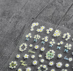 White Daisy Nail Art Stickers Adhesive Embossed Wild Flowers Sticker Decals to2931