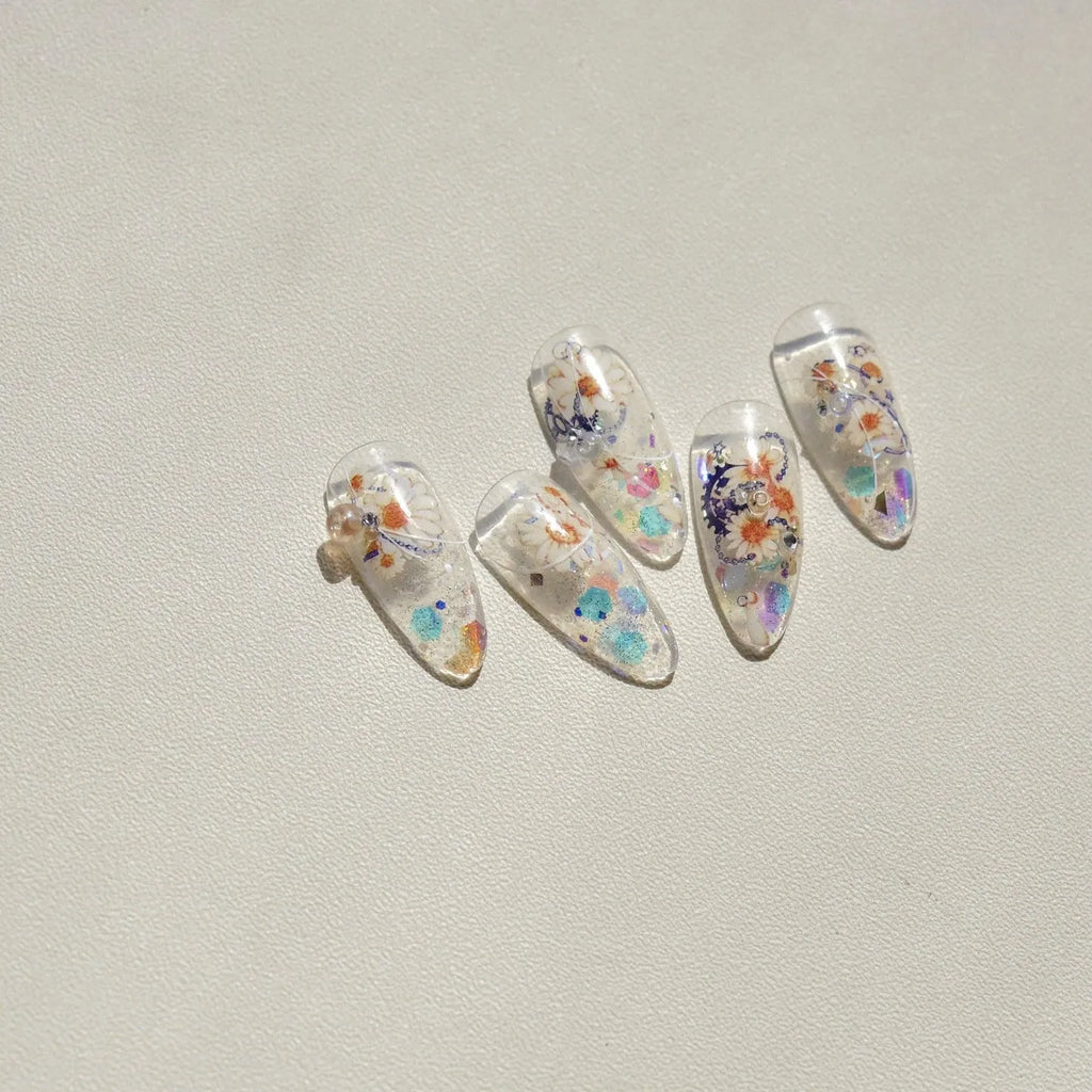 White Daisy Nail Art Stickers Adhesive Embossed Wild Flowers Sticker Decals to2931