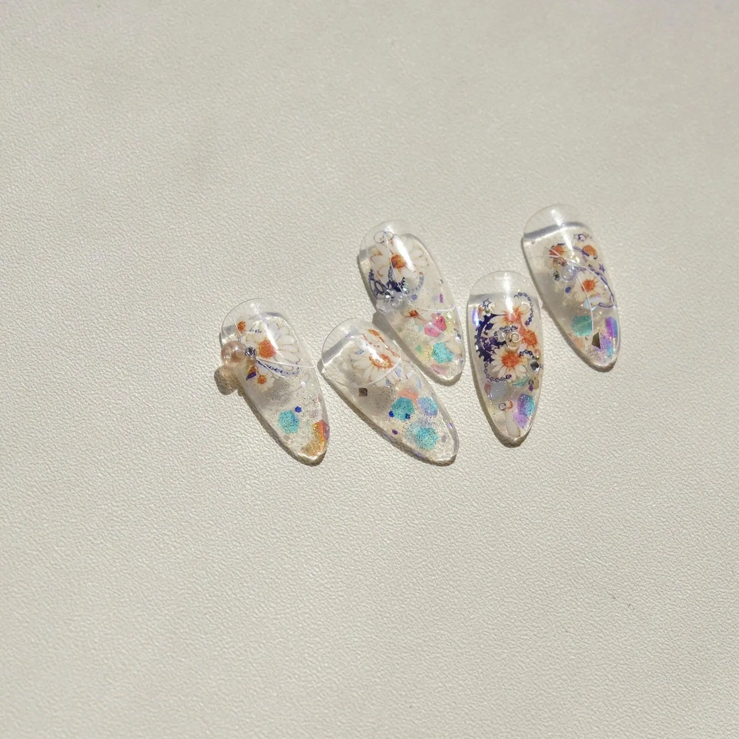 White Daisy Nail Art Stickers Adhesive Embossed Wild Flowers Sticker Decals to2931
