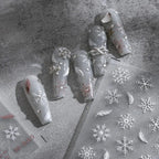 White Feather Nail Art Stickers 3D Snowflake Adhesive Slider Sticker Decals TS1954