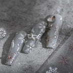 White Feather Nail Art Stickers 3D Snowflake Adhesive Slider Sticker Decals TS1954