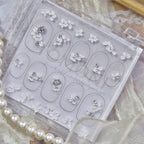 White Floral Rhinestone Nail Stickers – Pre-Arranged Self-Adhesive Nail Gems MD024