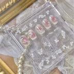 White Floral Rhinestone Nail Stickers – Pre-Arranged Self-Adhesive Nail Gems MD024