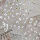 White Flower 3D Nail Stickers - Gold Silver Accent Floral Decals 1022