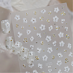 White Flower 3D Nail Stickers - Gold Silver Accent Floral Decals 1022