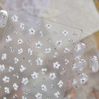White Flower 3D Nail Stickers - Gold Silver Accent Floral Decals 1022