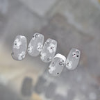 White Flower 3D Nail Stickers - Gold Silver Accent Floral Decals 1022