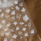 White Flower Leaf Nail Art Stickers Floral Adhesive Embossed Sticker Decals 