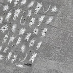 White Flower Nail Art Sticker 5D Bridal Rhinestones Nail Sticker Decals 