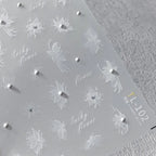 White Flower Nail Art Stickers Fantasy Floral with Beads Adhesive Sticker Decals TL102