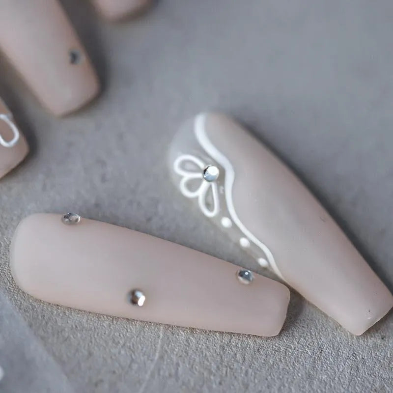 White Flower Nail Art Stickers Hollow Floral Adhesive Sticker Decals TS1572