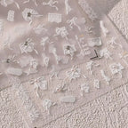 White Lace Bow Nail Art Stickers 3D Adhesive Bow Knot Mesh Sticker Decals TL118
