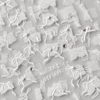 White Lace Bow Nail Art Stickers Adhesive Embossed Sticker Decals 