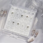 White Lace Bow Rhinestone Nail Stickers – Pre-Arranged Self-Adhesive Nail Gems MD019