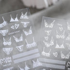 White Lace Nail Art Stickers Adhesive Slider White Bikini Sticker Decals 