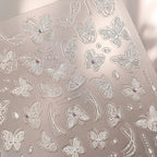 White Lace Nail Art Stickers Embossed Butterfly Nail Sticker Decals TL175
