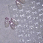White Lace Nail Art Stickers Lace Bow Pearl Wedding Sticker Decals
