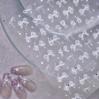 White Lace Nail Art Stickers Lace Bow Pearl Wedding Sticker Decals