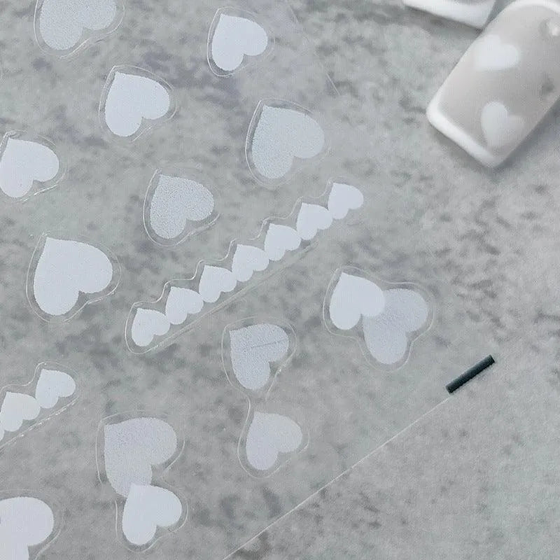 White Love Heart Nail Art Stickers Gradient Love Heart Adhesive Sticker Decals For Valentine's Day KX270