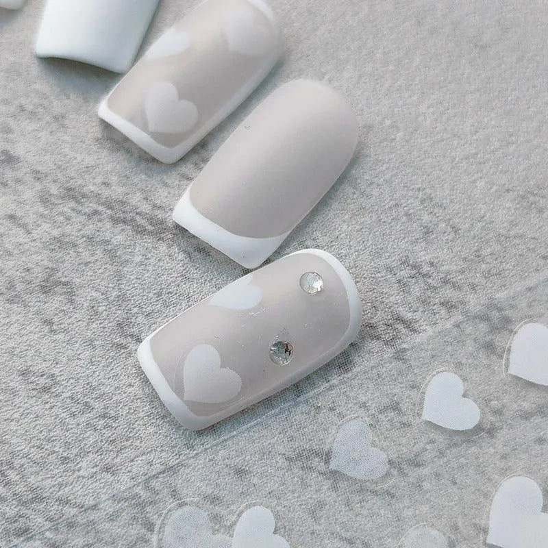 White Love Heart Nail Art Stickers Gradient Love Heart Adhesive Sticker Decals For Valentine's Day KX270