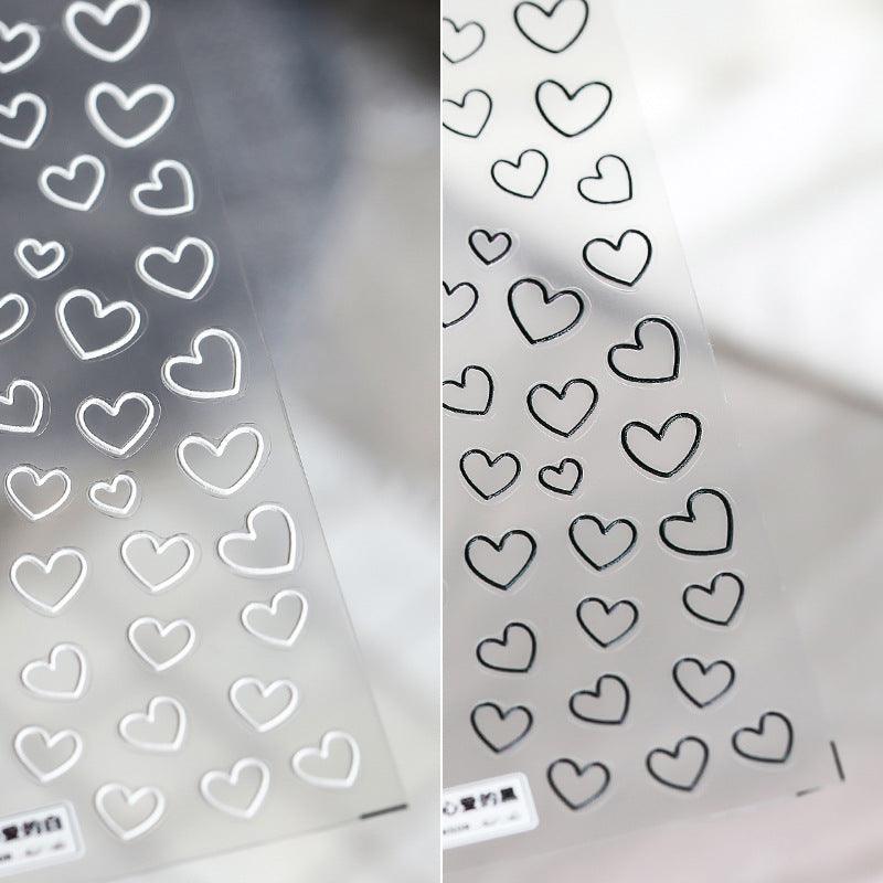 White Love Nail Art Stickers Adhesive Embossed Love Heart Sticker Decals TS694 - Nail MAD