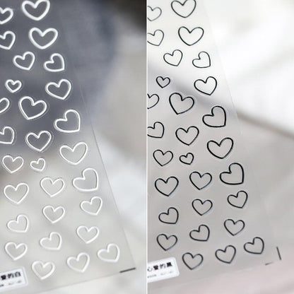 White Love Nail Art Stickers Adhesive Embossed Love Heart Sticker Decals TS694 - Nail MAD