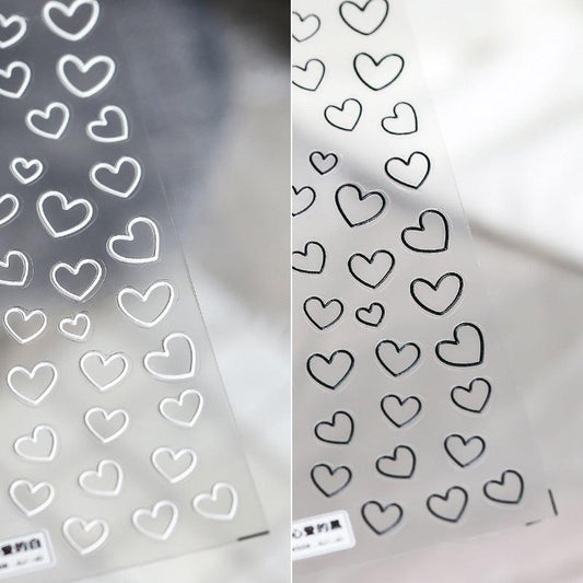 White Love Nail Art Stickers Adhesive Embossed Love Heart Sticker Decals TS694 - Nail MAD