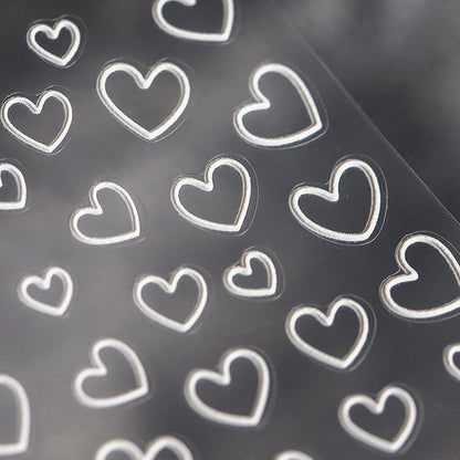 White Love Nail Art Stickers Adhesive Embossed Love Heart Sticker Decals TS694 - Nail MAD