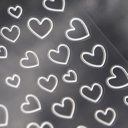 White Love Nail Art Stickers Adhesive Embossed Love Heart Sticker Decals TS694 - Nail MAD
