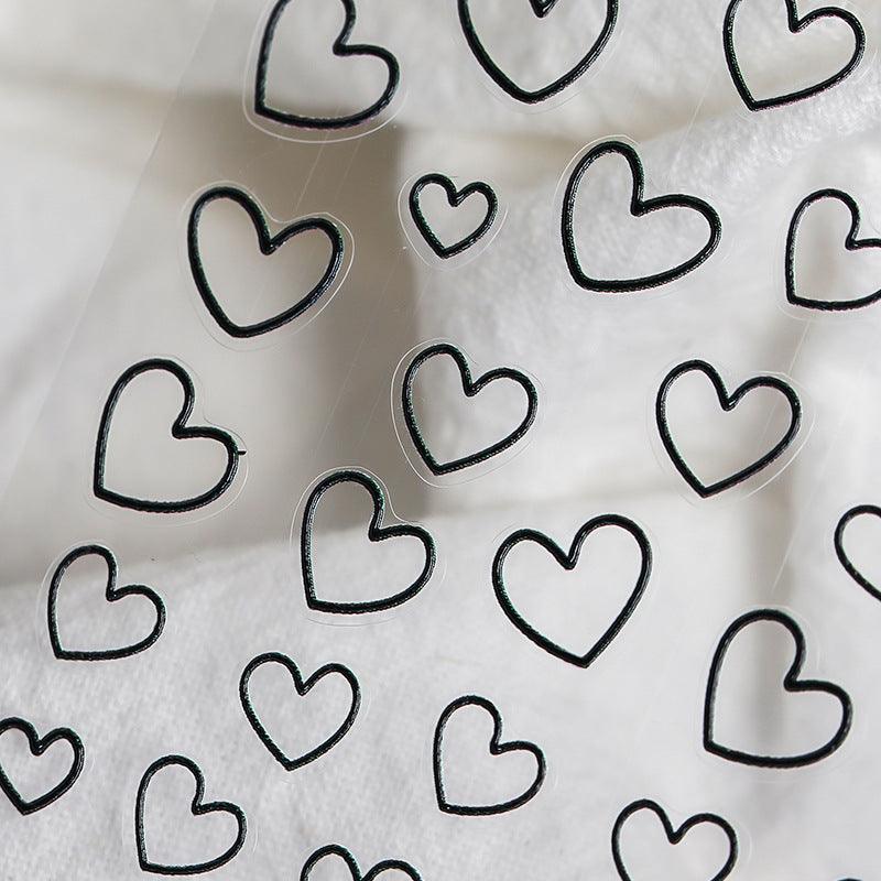 White Love Nail Art Stickers Adhesive Embossed Love Heart Sticker Decals TS694 - Nail MAD