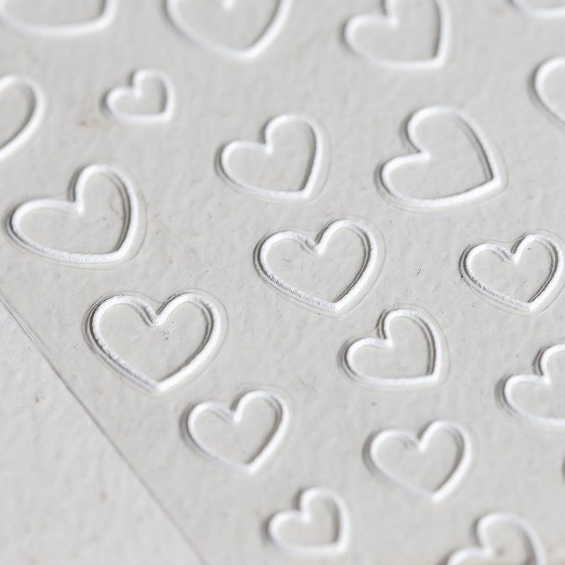 White Love Nail Art Stickers Adhesive Embossed Love Heart Sticker Decals TS694 - Nail MAD