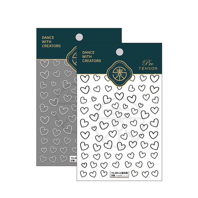 White Love Nail Art Stickers Adhesive Embossed Love Heart Sticker Decals TS694 - Nail MAD