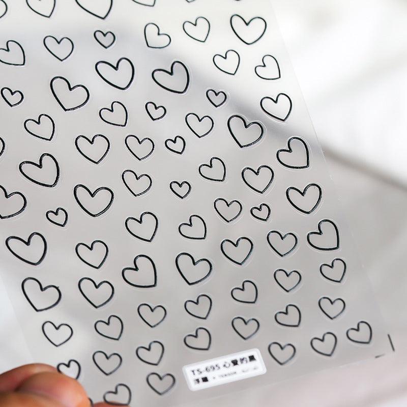 White Love Nail Art Stickers Adhesive Embossed Love Heart Sticker Decals TS694 - Nail MAD