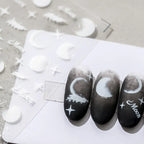  White Moon Nail Art Stickers Adhesive Star Moon 3D Sticker Decals TS1056