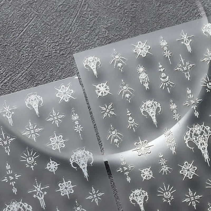 White Nail Art Stickers Adhesive Slider Embossed Vines Sticker Decals TS2397