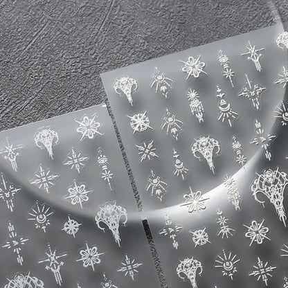 White Nail Art Stickers Adhesive Slider Embossed Vines Sticker Decals TS2397