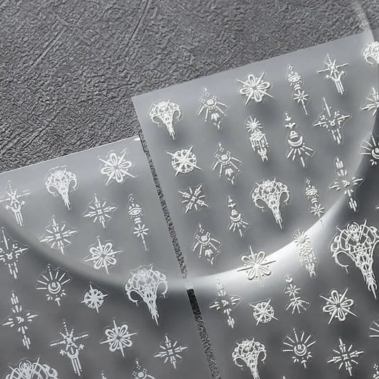 White Nail Art Stickers Adhesive Slider Embossed Vines Sticker Decals TS2397