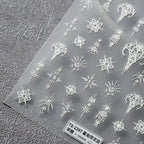 White Nail Art Stickers Adhesive Slider Embossed Vines Sticker Decals TS2397