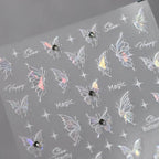 White Nail Art Stickers Shiny Butterfly With Beads Adhesive Sticker Decals TL108