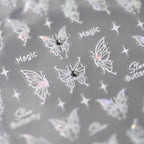 White Nail Art Stickers Shiny Butterfly With Beads Adhesive Sticker Decals TL108