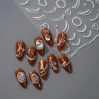 White Pearls Chain Nail Art Stickers Adhesive Embossed Pearl Line French Nail Sticker Decals TL013