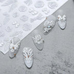 White Rose Nail Art Stickers Bridal Lace Adhesive Sticker Decals TS1135