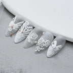 White Rose Nail Art Stickers Bridal Lace Adhesive Sticker Decals TS1135